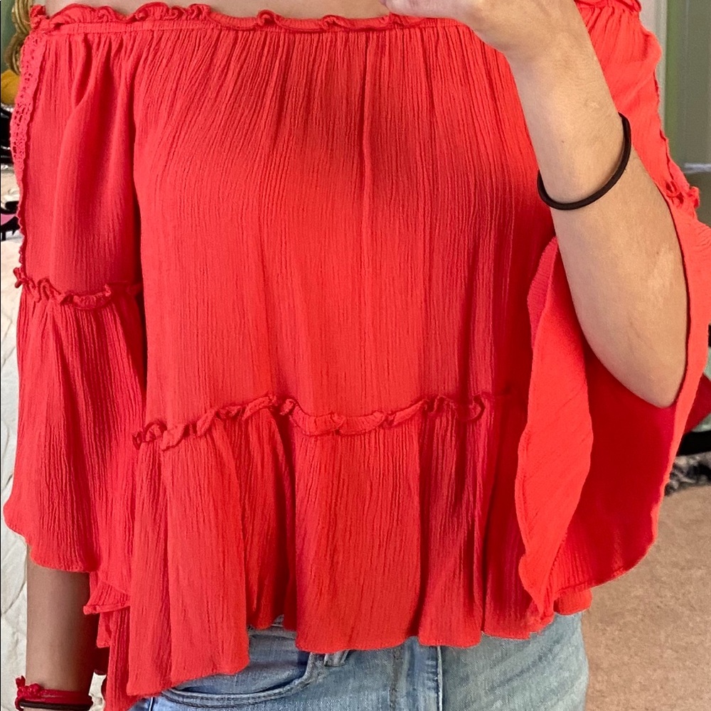Coral off the shoulder top